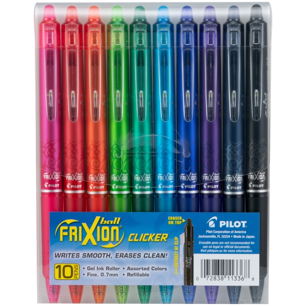 BOLIGRAFO FRIXION CLICKER PUNTO FINO 0.7 BLISTER C/10 COLORES SURTIDOS