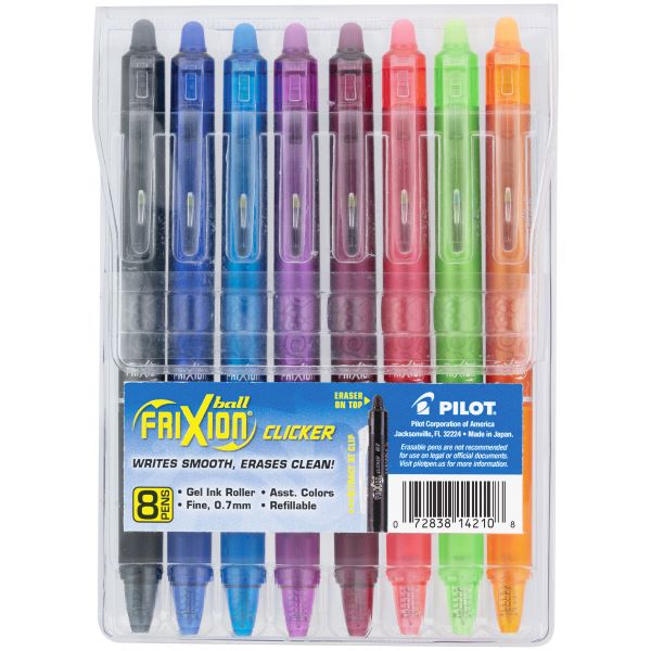 BOLIGRAFO FRIXION CLICKER PUNTO FINO 0.7 BLISTER C/8 COLORES SURTIDOS