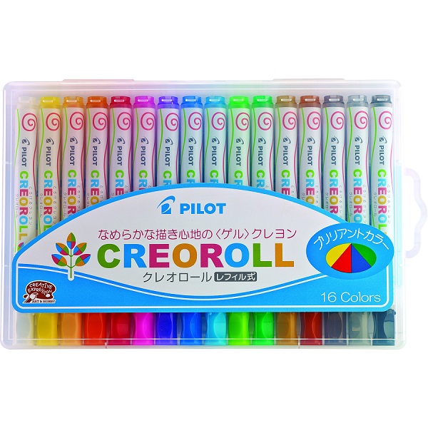 Crayones Creoroll, colores básicos surtidos, estuche con 16 piezas.