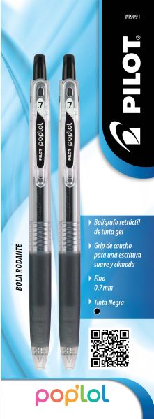 BOLIGRAFO RETRACTIL POP LOL PUNTO FINO NEGRO BLISTER C/2