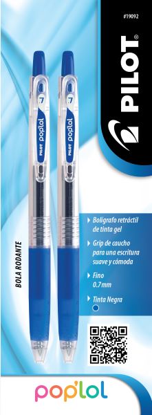 BOLIGRAFO RETRACTIL POP LOL PUNTO FINO AZUL BLISTER C/2