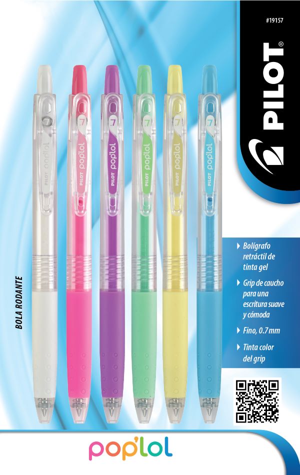 BOLIGRAFO RETRACTIL POP LOL PUNTO FINO 0.7 MM COLORES PASTEL BLISTER C/6