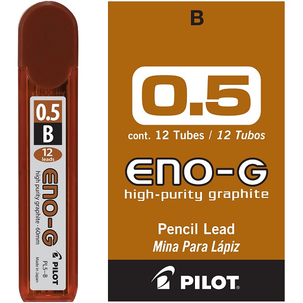 Minas de repuesto Pilot ENO, 0.5 mm., grado B, tubo con 12 minas c/u.