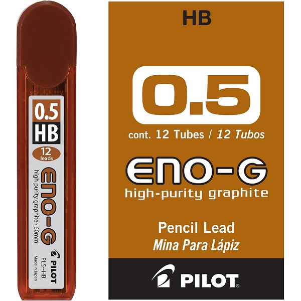 Minas de repuesto Pilot ENO, 0.5 mm., grado HB, tubo con 12 minas c/u.