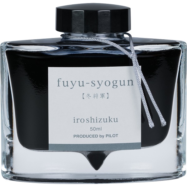 Tinta para pluma fuente Iroshizuku Fuyu-syogun, tinta líquida color gris frío, frasco con 50 ml.