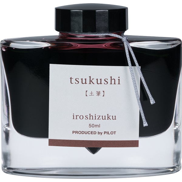 Tinta para pluma fuente Iroshizuku Tsukushi, tinta líquida color café, frasco con 50 ml.