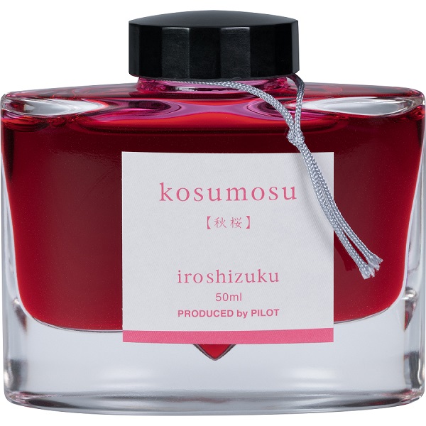 Tinta para pluma fuente Iroshizuku Kosumosu, tinta líquida color rosa, frasco con 50 ml.