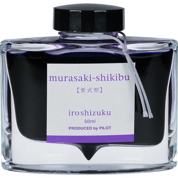 Tinta para pluma fuente Iroshizuku Murasaki-shikibu, tinta líquida color morado, frasco con 50 ml.