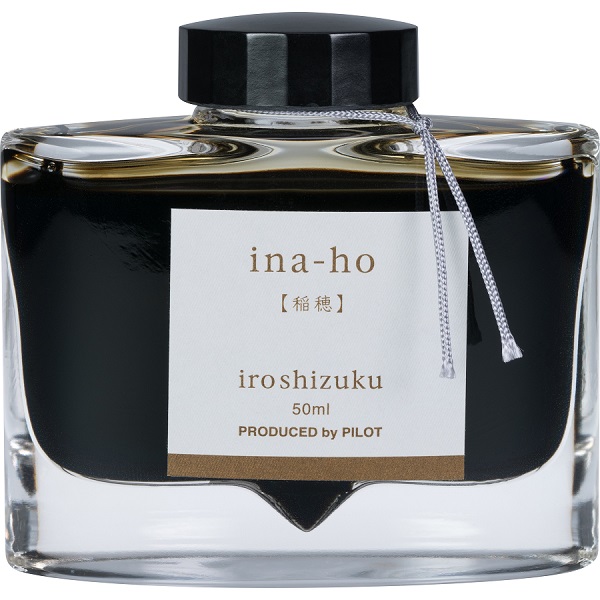 Tinta para pluma fuente Iroshizuku Ina-ho, tinta líquida color café dorado, frasco con 50 ml.