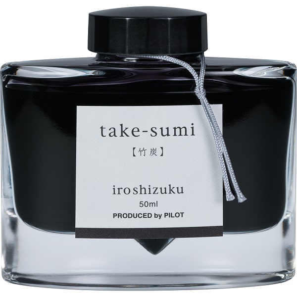 Tinta para pluma fuente Iroshizuku Take-sumi, tinta líquida color negro, frasco con 50 ml.