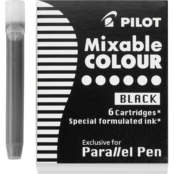 Tinta de repuesto para pluma Parallel Pen, tinta líquida color negro, caja con 6 cartuchos