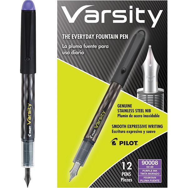 Pluma fuente Varsity, tinta líquida color morado, punto mediano